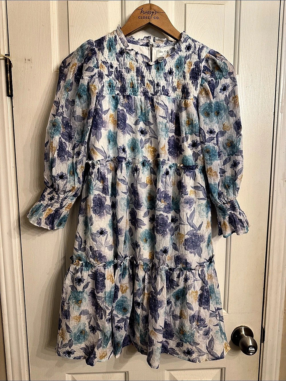 Shop the Mint Floral Long Sleeve Dress Size 14/16 Like New